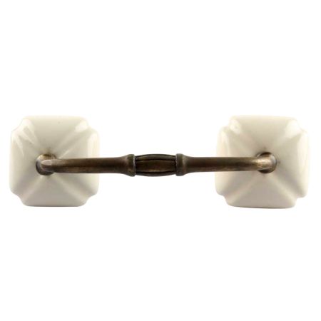 Solid Cream Square Ceramic Bridge Handle